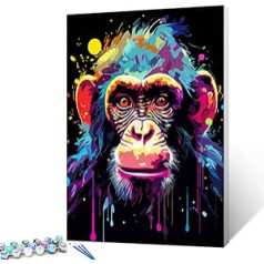 Tucocoo Graffiti Monkey Painting by Numbers Set with Brushes and Acrylic Pigment on Canvas, Painting for Adults, Animal, Realistic Cartoon Style, Colourful for Home Wall Decoration, 40 x 50 cm (DIY