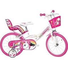 Unicorn bērnu velosipēds Unicorn Girls Bike - 16 collas | Oriģināls | Bērnu velosipēds ar stabilizatoriem lelles sēdeklis un velosipēda grozs - velosipēds Unicorn kā dāvana meitenēm