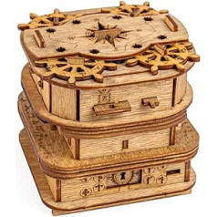 iDventure Cluebox - Davy Jones Locker - Escape Room Game - 3D Wooden Puzzle - Money Gift Puzzle Box - IQ Puzzle - Puzzle Box and Birthday Gift for Adults - Gadget for Men - Travel Game