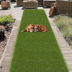 HEBE Kunstrasenteppich, Grasmatte, 6,4 x 2,4 m, Hunde-Pads, Töpfchentrainingsteppich mit Drainagelöchern, Kunstrasen, Rasenteppich, Outdoor-Teppich für Terrasse, Hund, Haustiere, Rasen, Landschaft,