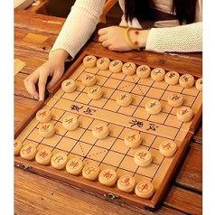 YYFRODUCY Xiangqi, Chinese Chess Set, Folding Chess Board Portable Solid Wood Chess Set, Strategy Board Game for 2 Players (Color : Natural, Size : 56x56cm)