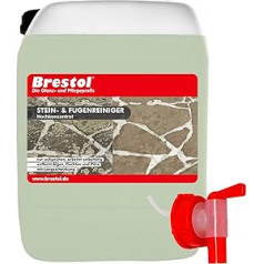 Brestol Stone Cleaner Pašaktivizējošs 5 litru koncentrāts + izplūdes krāns 51 mm – Stone Cleaner Green Growth Remover Aļģu noņemšanas līdzeklis Ķērpju noņemšanas līdzeklis Sūnu noņēmējs Algaecīds Algenex Algae Killer