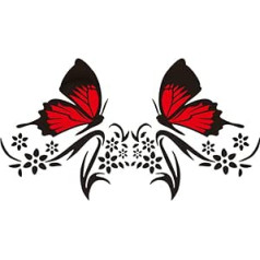 Pack of 2 Car Sticker Bonnet, MoreChioce Butterfly Flowers Car Sticker Graphic Car Side Body Sticker Waterproof Body Decal Decoration for Car SUV Truck Laptop, Black Red