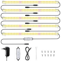 Relassy augu lampas LED pilna spektra augu gaisma, augšanas gaisma ar automātisko taimeri 12/6/3H, aptumšojamas augšanas lampu stādu LED sloksnes, augu gaisma iekštelpu augu siltumnīcai (iepakojumā pa 5)