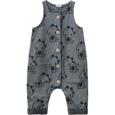 United Colors of Benetton Baby-Jungen Salopette 3LHBAT00T Latzhose, Grigio Scuro a Fantasia 76Q, 62 cm