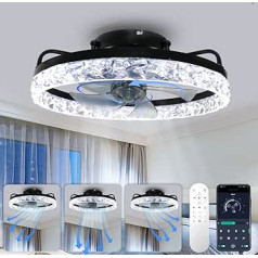 56 W Ceiling Fan Dimmable Fan Ceiling Light with Remote Control & App, 3 Colour Temperatures & 6 Wind Speeds Head Shake Modern Ceiling Fan Light for Bedroom Living Room Diameter 50 cm