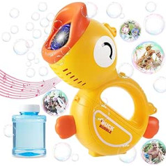 LKFDTW pārnēsājama burbuļu mašīna bērniem, Gazillion Bubble Machine ar vieglas mūzikas burbuļu risinājumu, Baby Bubble Machine iekštelpām, ārā, kāzām, ballītēm (dzeltenā pīle)