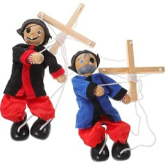 Totority Pack of 8 marionettes tiys Klaunu lelles Plīša koka lelles Rotaļlelles Bērniem 8-10 Aksesuāri leļļu spēlēm Pirātu stieples vilkšanas piederumi Rokas lelles vecāku un bērnu audums