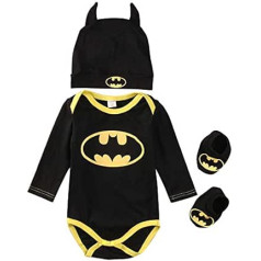 Newborn Baby Boys Batman Romper 3-Piece Shoes Hat Outfits Set Clothing