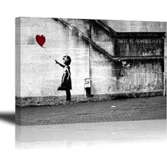 Piy glezna Banksy Print on Canvas Meitene ar sarkanu balonu, mākslas grafiti HD attēlu glezna sienas attēli ūdensnecaurlaidīgs, gatavs pakārt Moderns dekors guļamistabai, dāvana 30x40 cm