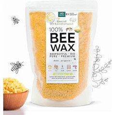 Labelnorme - Pure Beeswax Pastilles 1 kg Organic without Additives, Premium Quality Natural Beeswax Yellow for Ointments, Cosmetics, Soaps, Candle Making & Leather Wood Care