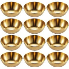 12 Pieces Sauce Bowls Stainless Steel Snack Dip Bowls Small Bowls Dip Bowl Set Dip Bowls Snack Bowls Spice Bowls Gold Sushi Plate Sauce Bowl for Tapas Dessert Ketchup 3.14 inch/8 cm