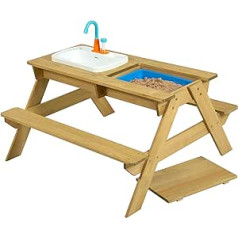 TP Toys 274U TP Multi Activity Sand and Water Picnic Bench with Splash Tray and Work Sink, Outdoor Picnic Table, Water Messy and Sensory Games, Children Ages 2+