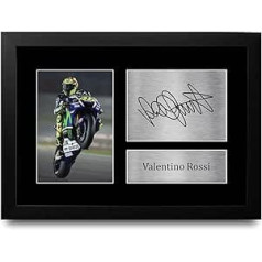 HWC Trading Valentino Rossi A4 ierāmēts ar parakstu drukāts autogrāfs Attēls Drukāt fotoattēlu displeja dāvana Superbikes Motogp faniem