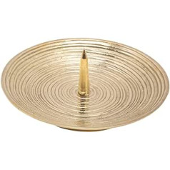 NKlaus 10561 Candle Groove Plate with Spike Diameter 12 cm Brass Gold Candle Holder Spiral Design