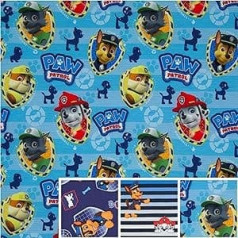 Swafing Paw Patrol Cotton Jersey audums bērniem kupons (gaiši zilas svītras, 1,0 m)