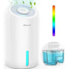 Electric Dehumidifier Small 860 ml, Dehumidifier for Bedroom, Bathroom, Basement, Quiet Room Dehumidifier, Energy Saving with 7 Colours, Switchable LED Light, 22.5 W (Upgraded White)