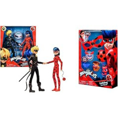 Bandai - Miraculous Ladybug - Pack of 2 Dressing Dolls 26 cm - Ladybug and Cat Noir - P50365 & - Miraculous Ladybug - Transformation Set - Ladybug - Fancy Dress & Accessories