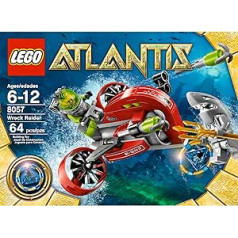 Lego Atlantis sērijas komplekts # 8057 — Wrack Raider ar Flick Launching Harpunen, Blue Atlantis Treasure Key, Shark Warrior minifigūra un Dreizack und Tiefseetaucher-Minifigur (Gesamt Teile: 64)