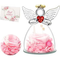 CEWROM Eternal Angel Rose, Eternal Flower Dome Stikla eņģelis, Infinity Roses dāvana draudzenei dzimšanas dienā, dzimšanas dienas dāvana sievietēm, mammai, vecmāmiņai, Mātes diena, Valentīna diena, dzimšanas diena, galvenais noformējums (roz