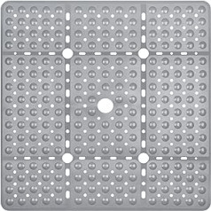 Kingrading XL kvadrātveida dušas paklājiņš neslīdošs - 70 x 70 cm neslīdošs vannas paklājiņš ar 240 piesūcekņiem Ātri žūstošs vannas paklājiņš ar notekas atverēm Pelēks dušas paklājiņš mazgājams mašīnā