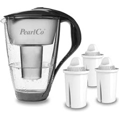 PearlCo stikla ūdens filtrs (antracīts) iesk. 3 filtru kasetnes (saderīgas ar Brita® Classic)