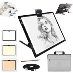 A3 LED Light Pad with Carry Case, Wireless Battery LED Light Pad with Stand, Rechargeable, 6 Adjustable Brightness, Tracking Light Box, Pad for 5D Diamond Painting, Drawing, Weeding, Vinyl