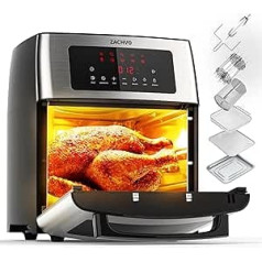 Hot Air Fryer XXL - ZACHVO Airfryer 15 L - 10 programmas Hot Air Fryer 1700 W ar LCD skārienekrānu - Cepšana gaisa fritē bez eļļas, 7 piederumi, 90% mazāk tauku - cepeškrāsns grila dehidrators vienā