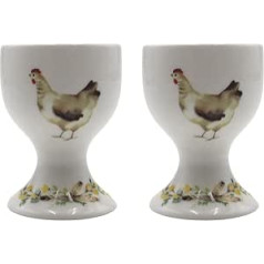 Dekohelden24 augstas kvalitātes porcelāna olu krūze ar ziedu vainagu H izmērs 6,5 x 4,5 cm Krāsains 2 komplekts