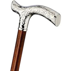 Gastrock Designer FANCY Brown Walking Stick with Fritz Handle (Chased glanzverchromtem Holzschuss in Cherry Wood Stained