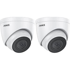 ANNKE pakotne ar 2 C500 PoE novērošanas kamerām, 5 MP IP kamera āra ar iebūvētu mikrofonu un SD kartes slotu, cilvēku un transportlīdzekļu noteikšana, IP67, darbojas ar Alexa