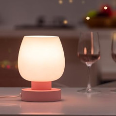 Bedside Lamp Touch Dimmable, 3-Way Dimmable Small Bedside Lamp for Bedroom, Warm LED Bulb, Pink