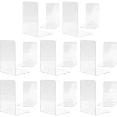 MSDADA Bookends, High Quality Acrylic Transparent Bookends for Children Adults for Study, Office, School (8 Pairs/16 Pieces)