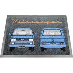 BRISA VW kolekcija — Volkswagen kāju paklājiņš durvju paklājiņš, kurpju netīrumu savācējs, ar T3 Bulli autobusa motīvu (autobusa priekšpuse/zils)