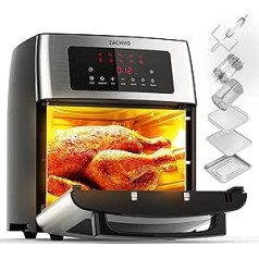 Hot Air Fryer XXL - ZACHVO Airfryer 15 L - 10 programmas Hot Air Fryer 1700 W ar LCD skārienekrānu - Cepšana gaisa fritē bez eļļas, 7 piederumi, 90% mazāk tauku - cepeškrāsns grila dehidrators vienā