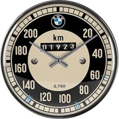 Nostalgic-Art Retro Wanduhr, Ø 31 cm, BMW – Tahometrs – Geschenk-Idee für Auto Zubehör Fans, Große Küchenuhr, Vintage-Design zur Dekoration