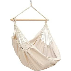 AMANKA XXL Hanging Chair 185 x 130 cm Hanging Chair for 2 People Up to 150 kg Cotton Hammock Including 360° Swivel Hanging Swing
