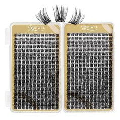 Quewel Cluster Eyelashes, QUEWEL individuālas skropstas, 480 gabali, DIY skropstu pieaudzēšana, plānas skropstu kopas, D Curl, mix 10-18, individuālas mākslīgās skropstas, mīksts apgaismojums lietošanai mājās (Qu07 D MIX10-18)