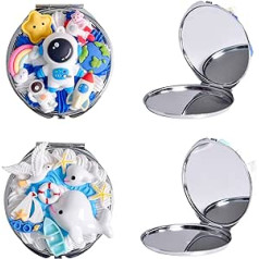Aejvw ceļojumu kosmētikas spogulis rokassomiņai un somiņai Kompakts, pārnēsājams, jauks rokas spogulis, 2 pusējs mazs somiņas spogulis, 2,7 collu, 2 pack, zils