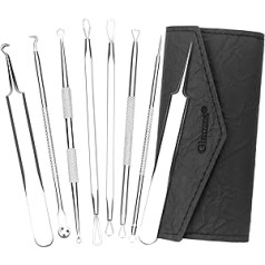 Glamne Blackhead Remover, Pimples, Popper Kit, Acne, Comedone Extractor, Impurities, Extraction, Popping Tools (Silver)