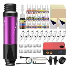 ‎Solong Tattoo Solong Tattoo -Exclusive Kit Innovative Hybrid Machine, CE Certified Needles, Various Inks and Comprehensive Accessories - Temporary Tattoos Included