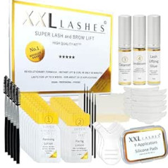 Xxl Lashes Super Lash un Brow Lift Set 6.0, skropstu liftings un ilgviļņi, uzacu laminēšana, ar 20 gaisa paciņām ilgākai noturībai, īss ekspozīcijas laiks, ieskaitot instrukcijas, 56 gab.