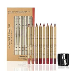 Ccbeauty Lip Liner Pencil Makeup Matte Lip Liner Pen Ūdensizturīgs Izturīgs Lūpu Liner Slim 8 Krāsu Komplekts ar Asinātāju