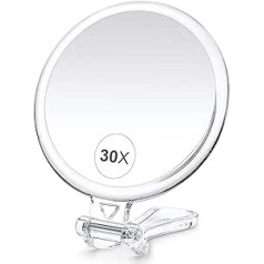 B Beauty Planet Увеличительное зеркало B Beauty Planet, ручное зеркало с 30-кратным увеличением и ручкой для путешествий, увеличительное зеркало, ручное 