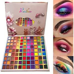 Rechoo 99 Colors Eyeshadow Palette, Rechoo Rainbow Colors Fusion acu ēnu palete Krāsaina, Profesionāla Matte Glitter Grima palete, Krāsains pūdera izturīgas acu ēnas