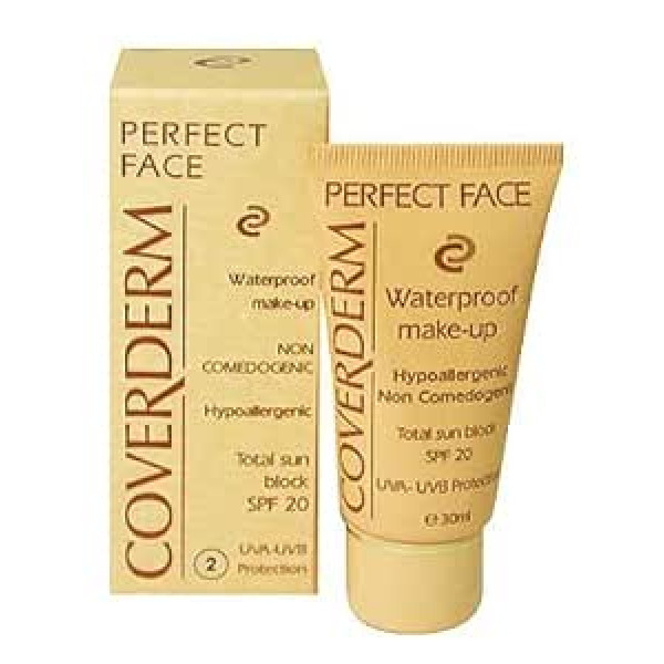 Coverderm Perfect Face ūdensizturīgs grims, SPF 20, 24 stundu degšanas laiks, 30 ml, dažādi toņi