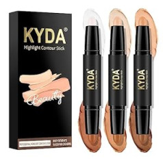 Kyda  6 krāsu marķieris Contour Stick, 2 in 1 ķermeņa aplauzuma ēnošanas nūja, sejas izgaismotāju nūjas, kontūru izceļoša ēnu krēmveida pildspalva (3 dab.) A komplekts