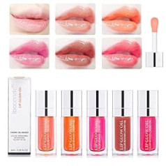 Ckfyahp Hydrating Lip Glow Oil, Ilgnoturīga, mitrinoša lūpu eļļa sievietēm Caurspīdīgs Toot lūpu balzams lūpu kopšanai un sausām lūpām, iepakojumā 5 gab.