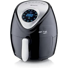 Ariete Airy Fryer Digital 4616, karstā gaisa cepeškrāsns 3,5 litri, 60 minūšu taimeris, LCD un skārienekrāns ar 7 gatavošanas līmeņiem, maksimālā temperatūra 200°C, 1300W, melns