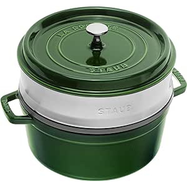 Staub 1133885 apaļš kastrolis ar bazilika tvaicētāju 26 cm